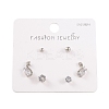 6 Pcs Brass Micro Pave Clear Cubic Zirconia Ear Studs EJEW-S218-01P-05-1