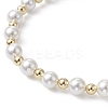 4Pcs 4 Style Natural Pearl & Brass Beaded Stretch Bracelets Set for Women BJEW-JB09662-01-4