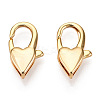 Brass Heart Lobster Claw Clasps X-KK-N254-14G-1