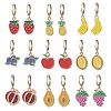9 Pairs 9 Styles Alloy Enamel Banana Strawberry Grapes Fruit Dangle Leverback Earrings EJEW-JE06557-2