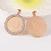Flat Round Alloy Rhinestone Pendant Cabochon Settings ALRI-T351-01KCG-1