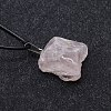 Natural Rose Quartz Raw Rough Nuggets Pendant Necklace FS-WG50F2C-04-1