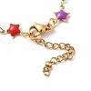 Enamel Star & Heart Link Chain Bracelet BJEW-H585-02G-3