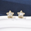 Brass Micro Pave Clear Cubic Zirconia Stud Earrings EJEW-C174-02C-G-1