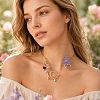 Adjustable Alloy & Resin Flower Spiral Cuff Choker Necklaces with Imitation Pearl WG54258-01-3