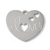 304 Stainless Steel Filigree Pendants STAS-E501-07P-1