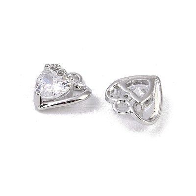 Brass Micro Pave Clear Cubic Zirconia Pendants KK-K351-45D-P-1