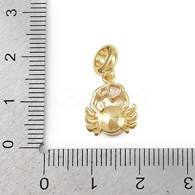 Brass Pave Clear Cubic Zirconia and Imitation Pearl European Dangle Charms KK-C114-15G-1