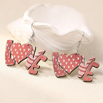 Valentine's Day Acrylic Heart Dangle Earrings FS-WGE7447-02-1