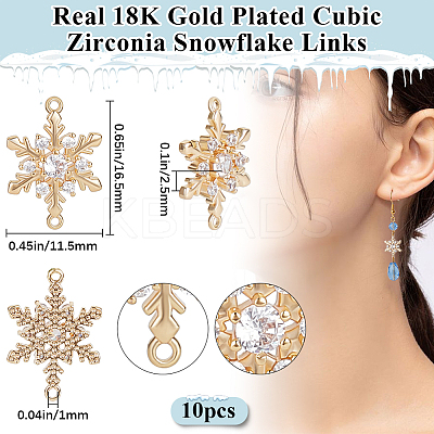 10Pcs Brass Micro Pave Clear Cubic Zirconia Connector Charms ZIRC-BBC0002-86B-1
