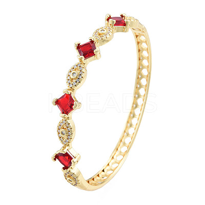 Cubic Zirconia Rhombus & Horse Eye Hinged Bangle BJEW-N012-046-1