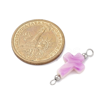 35Pcs 7 Colors Two Tone Cross Acrylic Connector Charms PALLOY-JF03528-02-1