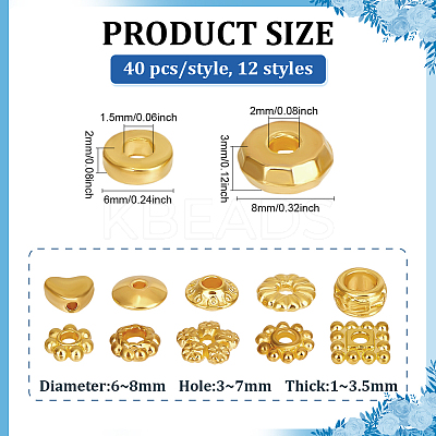 480Pcs 12 Styles Alloy Beads FIND-PH0028-82B-1