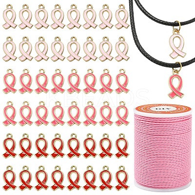 DIY Awareness Ribbon Alloy Enamel Pendant & Waxed Polyester Cord Making Kits DIY-YW0011-74-1