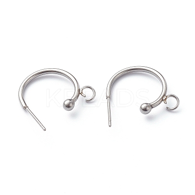Non-Tarnish 304 Stainless Steel Half Hoop Earrings X-STAS-Z028-B01-P-1