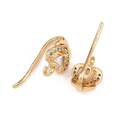 Brass Micro Pave Clear Cubic Zirconia Heart Earring Hooks KK-A274-15G-1