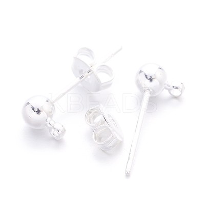 Silver Color Plated Brass Post Earring Findings X-EC593-NFS-1