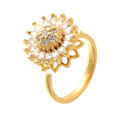 Flower Rotatable Finger Ring for Women RJEW-U035-01G-02-1
