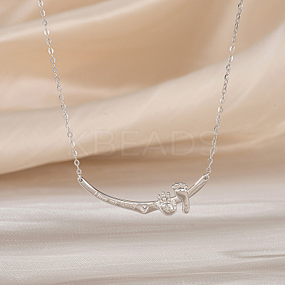 Jewelry 925 Sterling Silver Baby Feet Hand Pendant Necklaces NJEW-K272-01P-1