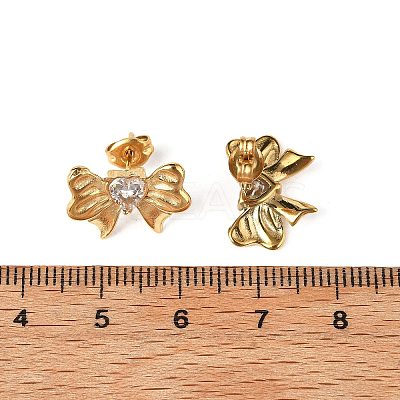 304 Stainless Steel Micro Pave Clear Cubic Zirconia Stud Earrings EJEW-I318-01G-01-1