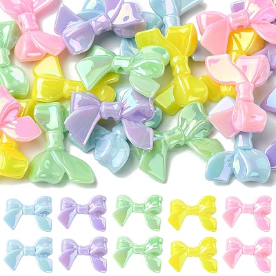 20Pcs 5 Colors AB Color Plated Acrylic Beads CRES-YW0002-62-1