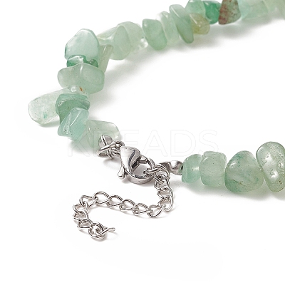 Natural Green Aventurine Chip Beaded Necklaces with 304 Stainless Steel Lobster Claw Clasp & Chain Extender NJEW-JN04225-04-1