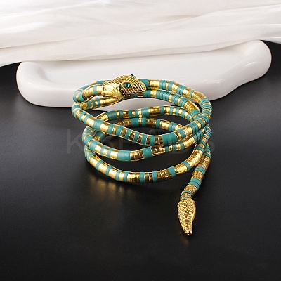 Alloy Green Rhinestone Snake Wrap Choker Necklaces for Women LS-NJEW-Z087-02G-1