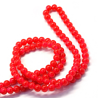 Baking Paint Imitation Jade Glass Round Bead Strands DGLA-Q021-6mm-05-1