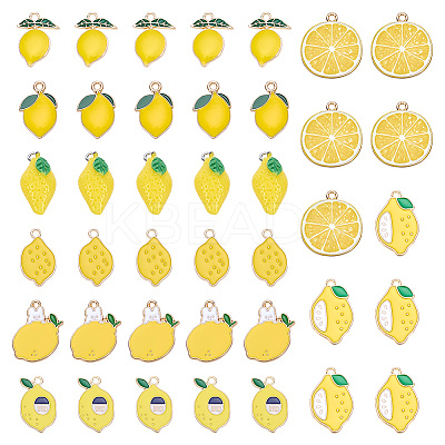 40Pcs 8 Styles Alloy Enamel and Resin Pendants ENAM-ME0001-56-1
