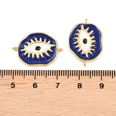 Brass Enamel Blue Evil Eye Links Connector Charms KK-Z146-12G-1