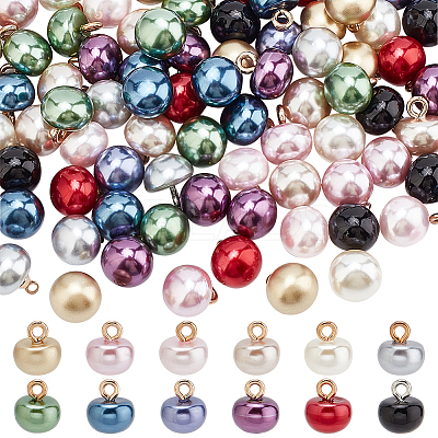 120Pcs 12 Colors 1-Hole Plastic Imitation Pearls Shank Buttons BUTT-WR0001-16-1