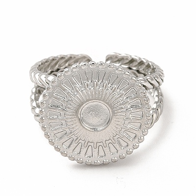 Tarnish Resistant 304 Stainless Steel Sun Open Cuff Ring Settings RJEW-B027-24P-1