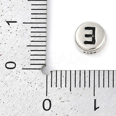 925 Sterling Silver Flat Round with Letter Beads STER-G044-01AS-E-1