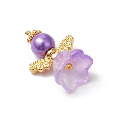 8Pcs 8 Colors Glass Pendants PALLOY-JF03575-01-1