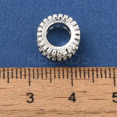 Brass Micro Pave Colorful Cubic Zirconia European Beads KK-C072-15S-1