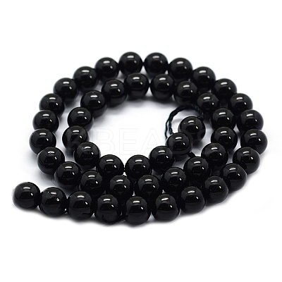 Natural Black Tourmaline Beads Strands G-G763-01-4mm-A-1