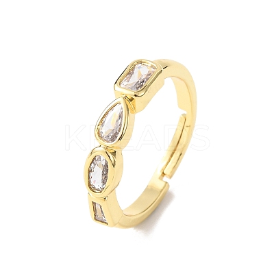 Adjustable Brass Micro Pave Cubic Zirconia Finger Rings for Women RJEW-K264-03G-1