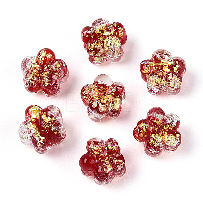Handmade Foil Lampwork Beads Strands FOIL-T008-06I-1