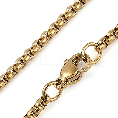 201 Stainless Steel Hollow Catholic Saint Benedict Oval Pendant Box Chain Necklaces NJEW-D089-05G-1