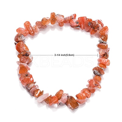 Carnelian(Dyed) Chips Stretch Bracelets BJEW-JB01308-04-1