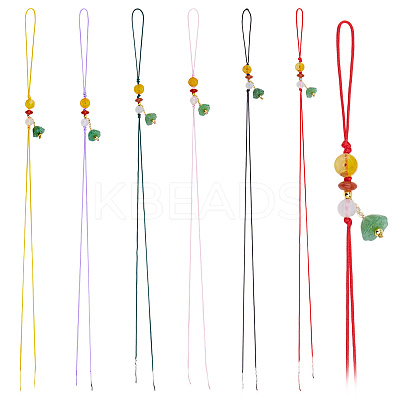 6Pcs 6 Colors Glass Beaded Mobile Phone Lanyard Wrist Strap AJEW-DC0003-28-1