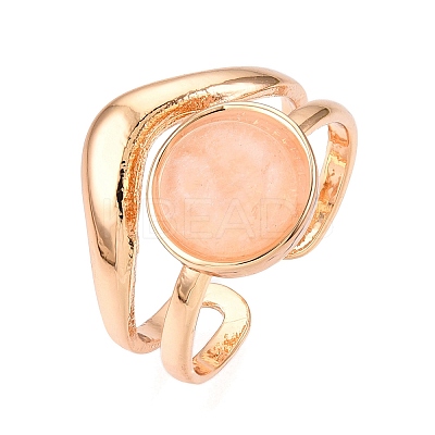 Round Natural Rose Quartz Finger Rings RJEW-N046-10B-1