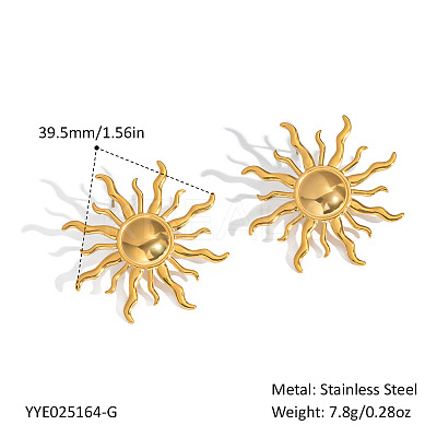 304 Stainless Steel Sun Stud Earrings LS-HU6679-1-1