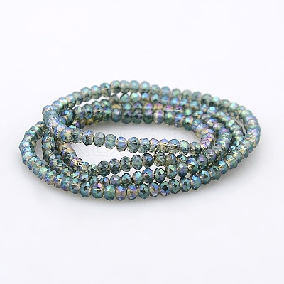 Full Rainbow Plated Faceted Rondelle  Glass Beads Strands GLAA-A024A-FR05-1