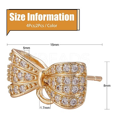 2Pairs 2 Color Brass Micro Pave Cubic Zirconia Earring Findings with Loop DIY-SZ0008-41-1