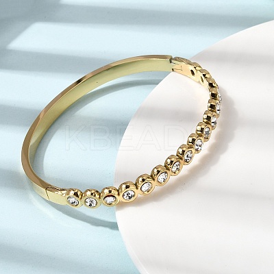 304 Stainless Steel Rhinestone Hinged Bangles for Women BJEW-B168-03D-G-1