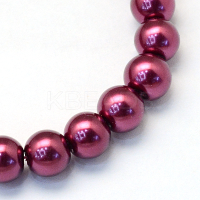 Baking Paint Pearlized Glass Pearl Round Bead Strands HY-Q003-10mm-72-1