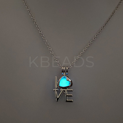 Alloy with Luminous Resin Bead Inside Pendant Necklaces for Women Men FS-WG4D5C2-05-1