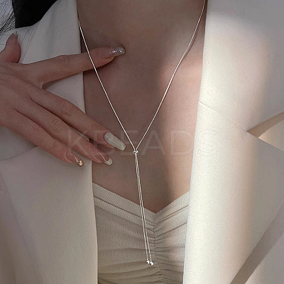 Stainless Steel Snake Chain Slider Lariat Necklaces for Women FS-WG85452-01-1
