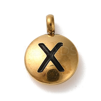 304 Stainless Steel Black Enamel Charms STAS-R009-01G-X-1